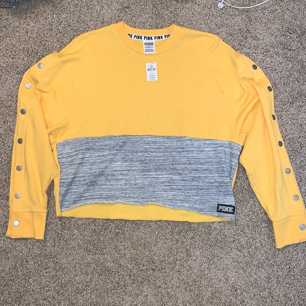 NWT PINK yellow block sweatshirt
